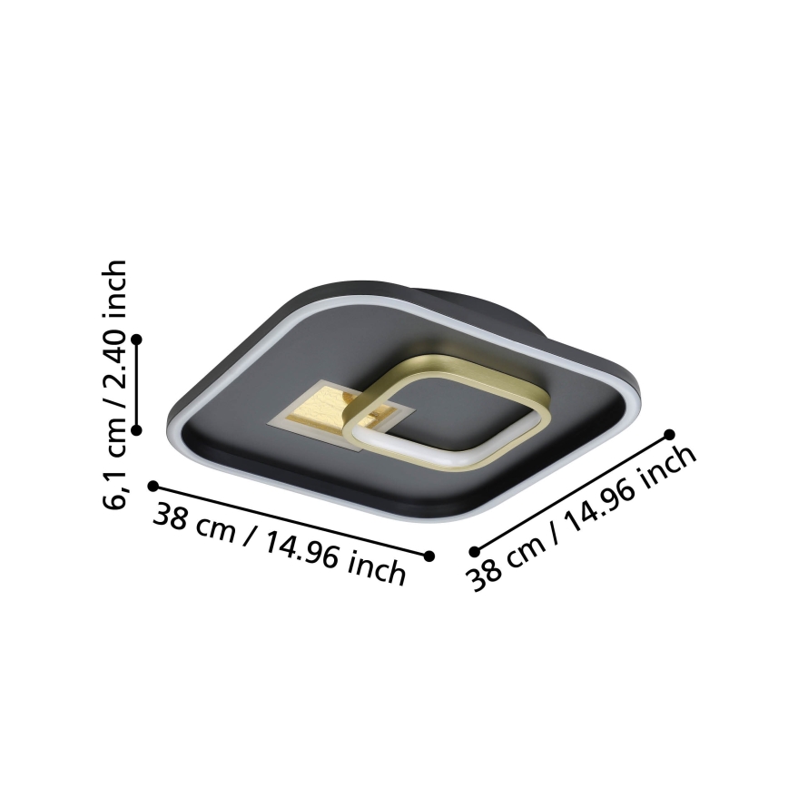 Eglo - LED griestu gaismeklis LED/16,2W/230V + LED/9,2W 38x38 cm melns/zelts