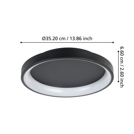 Eglo - LED Aptumšojama griestu lampa LED/12W/230V 2700-6500K melna + tālvadības pults