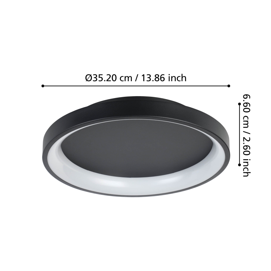 Eglo - LED Aptumšojama griestu lampa LED/12W/230V 2700-6500K melna + tālvadības pults