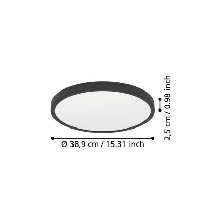 Eglo - LED griestu gaismeklis LED/17W/230V 2700/4000/6500K Ø 38,9 cm melns