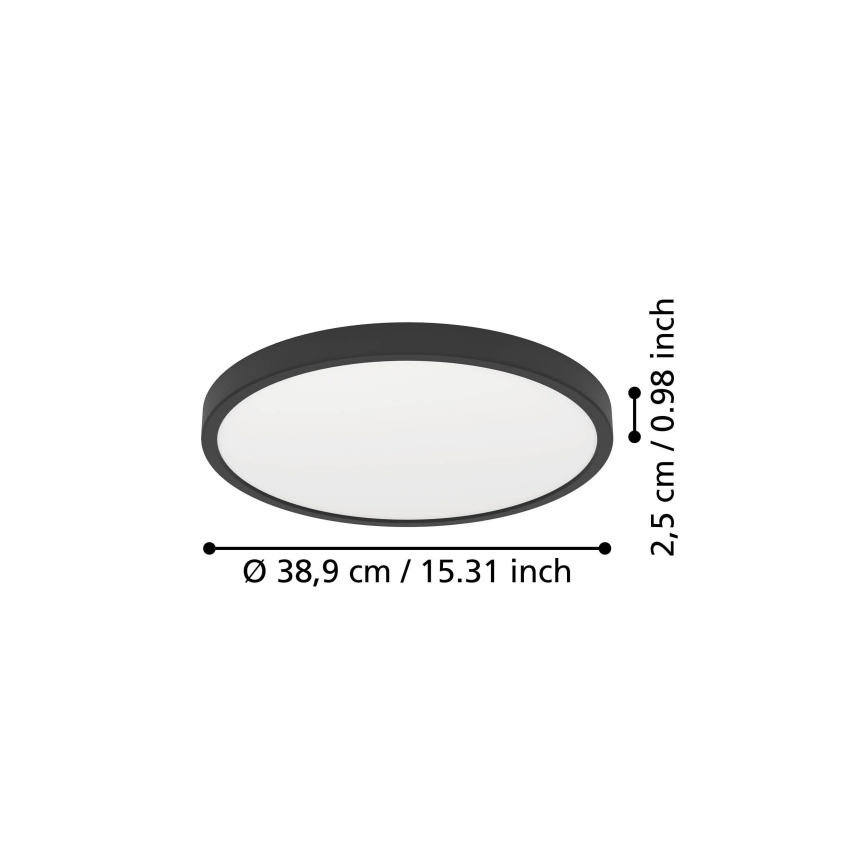 Eglo - LED griestu gaismeklis LED/17W/230V 2700/4000/6500K Ø 38,9 cm melns