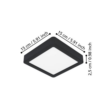 Eglo - LED griestu gaismeklis LED/7W/230V 2700/4000/6500K 15x15cm melns