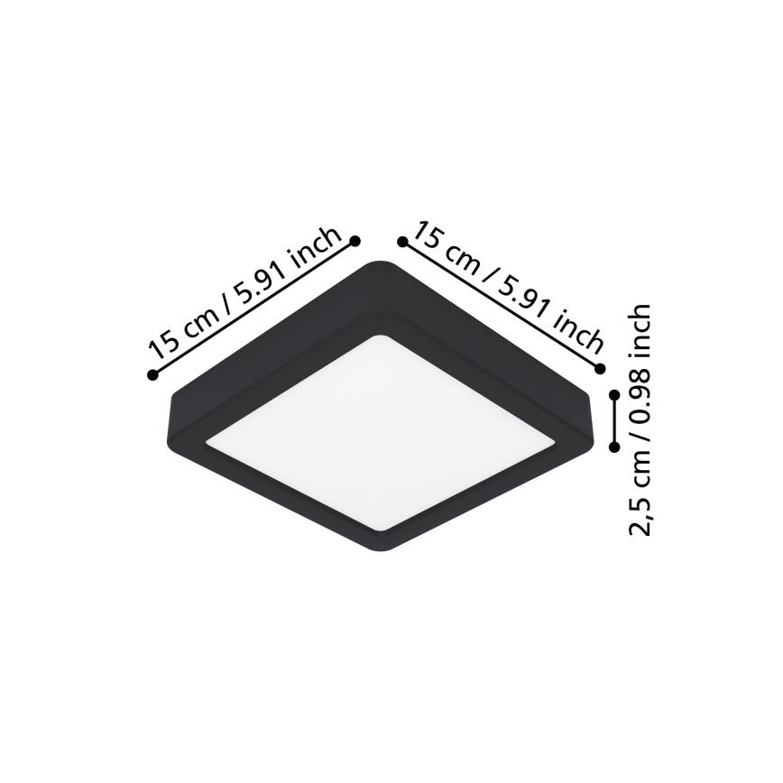 Eglo - LED griestu gaismeklis LED/7W/230V 2700/4000/6500K 15x15cm melns