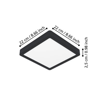 Eglo - LED griestu gaismeklis LED/10,5W/230V 2700/4000/6500K 22x22cm melns