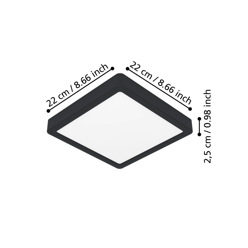 Eglo - LED griestu gaismeklis LED/10,5W/230V 2700/4000/6500K 22x22cm melns