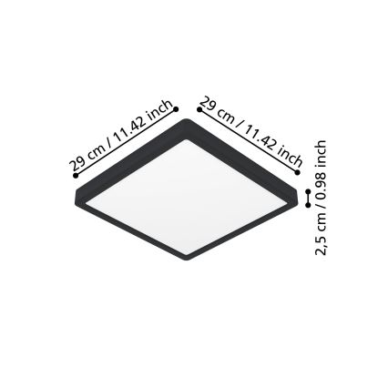 Eglo - LED griestu lampa LED/13W/230V 2700/4000/6500K 29x29cm melna