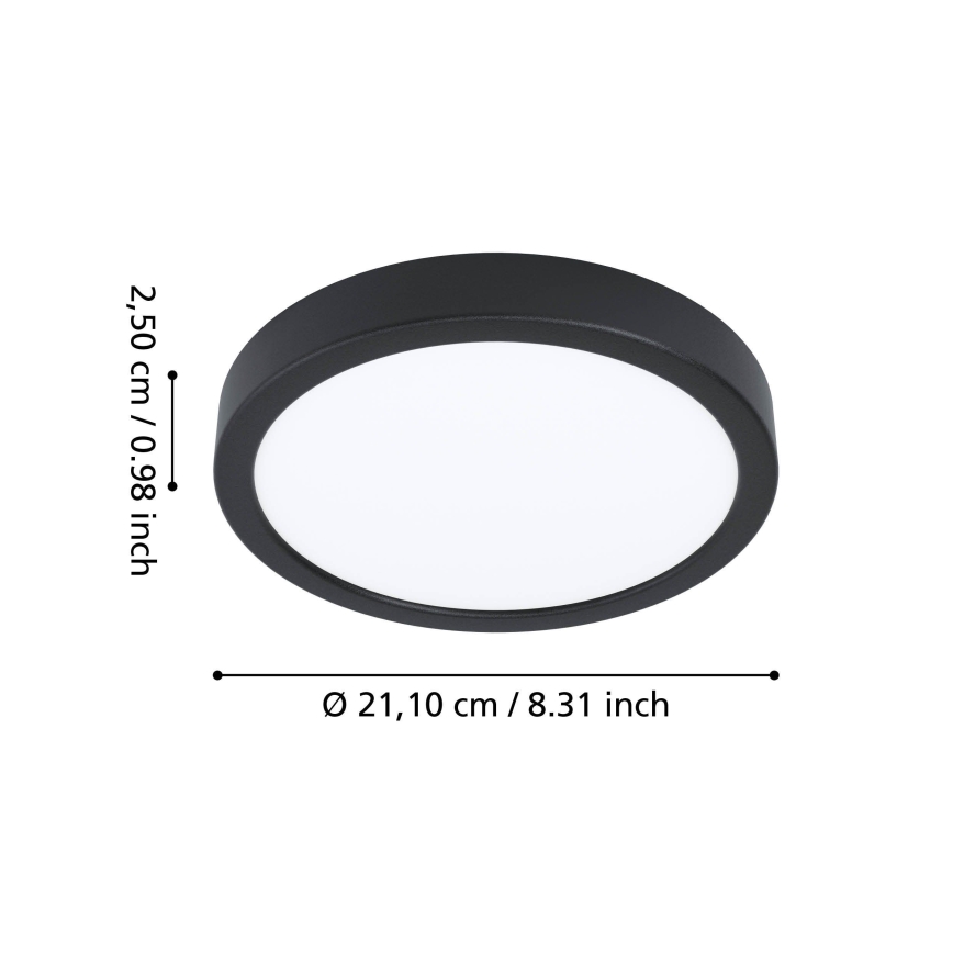 Eglo - LED vannas istabas griestu gaismeklis LED/11,5W/230V 2700/4000/6500K Ø 21,1 cm IP44 melns