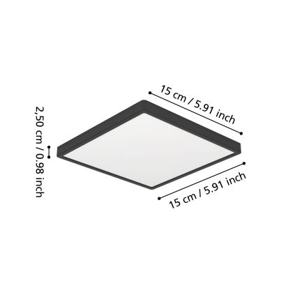 Eglo - LED griestu gaismeklis vannas istabai LED/7W/230V 2700/4000/6500K 15x15 cm IP44 melna
