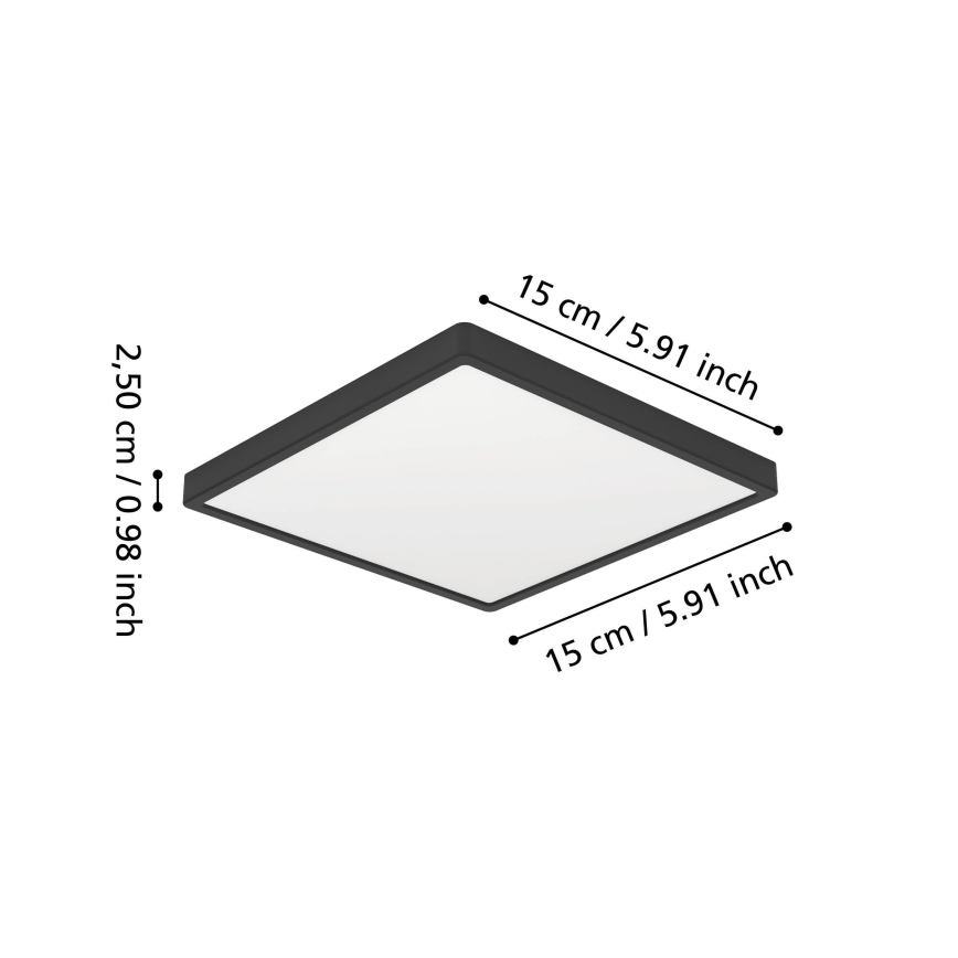 Eglo - LED griestu gaismeklis vannas istabai LED/7W/230V 2700/4000/6500K 15x15 cm IP44 melna