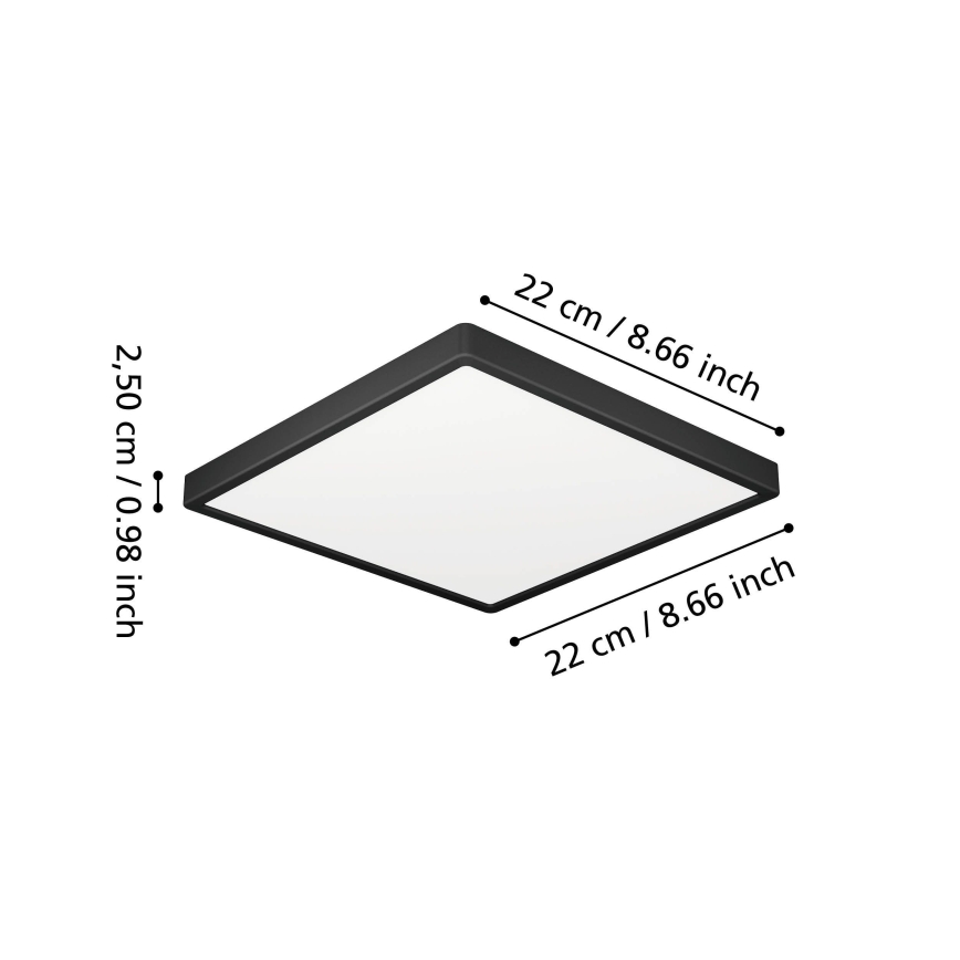 Eglo - LED vannas istabas griestu lampa LED/10,5W/230V 2700/4000/6500K 22x22 cm IP44 melna