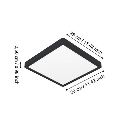 Eglo - LED vannas istabas griestu gaismeklis LED/13W/230V 29x29 cm IP44 melns