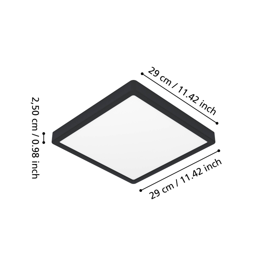 Eglo - LED vannas istabas griestu gaismeklis LED/13W/230V 29x29 cm IP44 melns