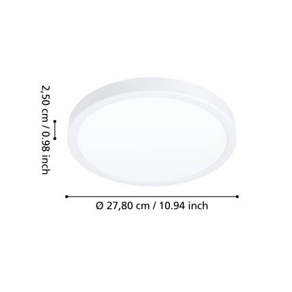 Eglo - LED vannas istabas griestu lampa LED/14,2W/230V 2700/4000/6500K Ø 27,8 cm IP44 balta