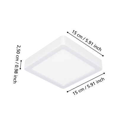 Eglo - vannas istabas LED griestu lampa LED/7W/230V 2700/4000/6500K 15x15 cm IP44 balta