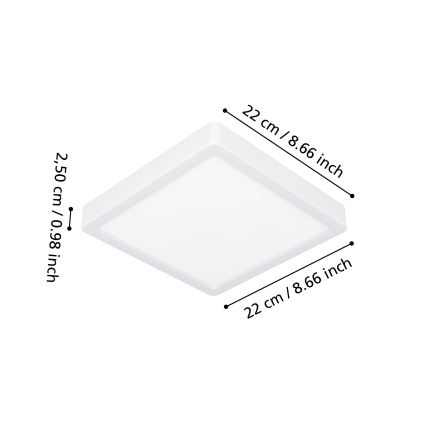 Eglo - vannas istabas LED griestu lampa LED/10,5W/230V 2700/4000/6500K 22x22 cm IP44 balta
