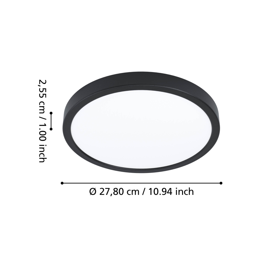 Eglo - LED RGBW regulējams vannas istabas griestu gaismeklis LED/14,3W/230V 2700-6500K Ø 27,8cm IP44 melns