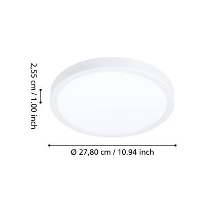 Eglo - LED RGBW aptumšojams vannasistabas griestu gaismeklis LED/14,3W/230V 2700-6500K pr. 27,8 cm IP44 balta