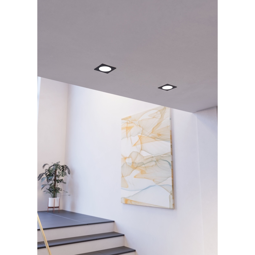 Eglo - LED ieliekamais griestu gaismeklis LED/6,3W/230V 2700/4000/6500K 11,9x11,9 cm melns