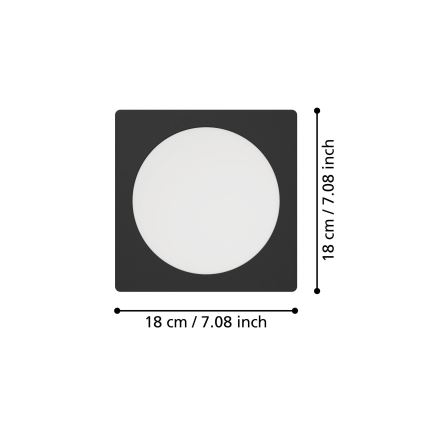 Eglo - LED griestu iebūvējams gaismeklis LED/10,5W/230V 2700/4000/6500K 16,6x16,6 cm melns