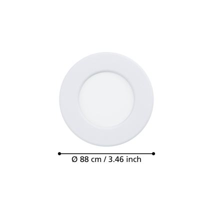 Eglo - LED iebūvējamais griestu gaismeklis LED/3,7W/230V 2700/4000/6500K Ø 8,8 cm balts