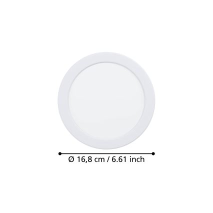 Eglo - LED iebūvējamais griestu gaismeklis LED/10,5W/230V 2700/4000/6500K Ø 16,8 cm balts