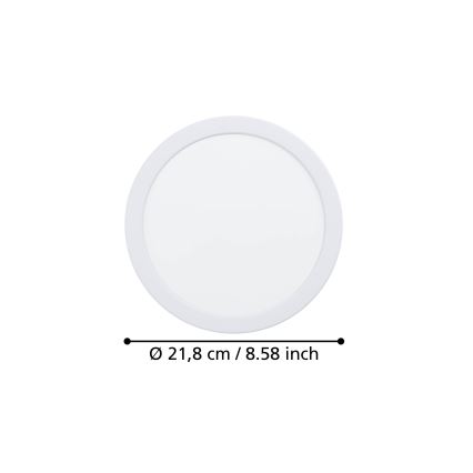 Eglo - LED iebūvējamais griestu gaismeklis LED/18,5W/230V 2700/4000/6500K Ø 21,6 cm balts