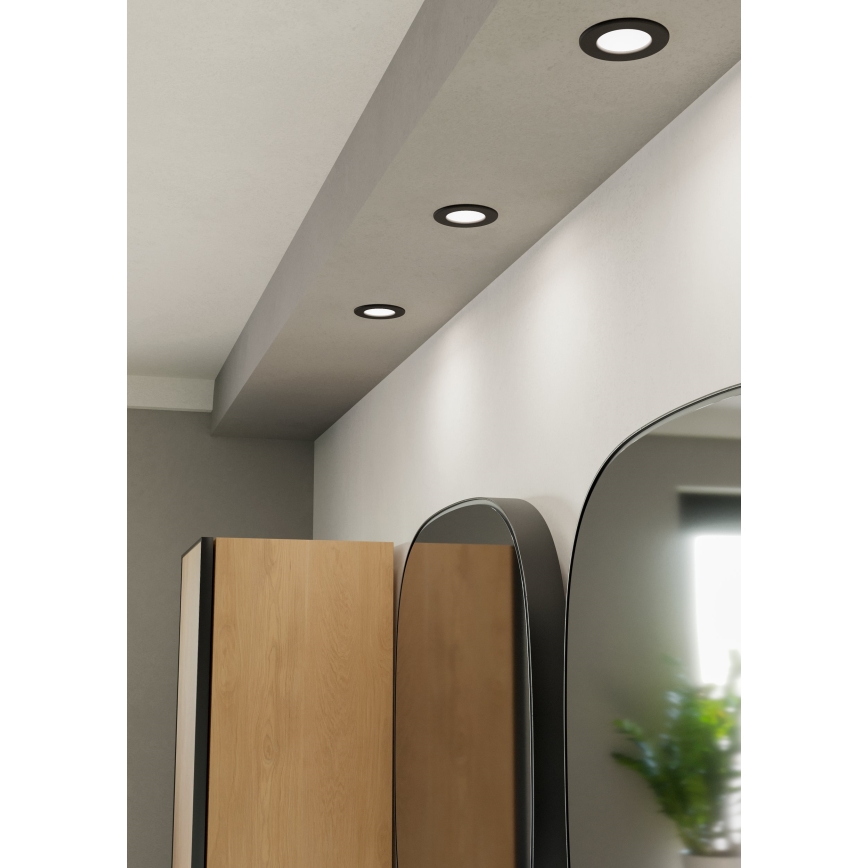 Eglo - LED vannasistabas iebūvējamais griestu gaismeklis LED/3,7W/230V 2700/4000/6500K Ø 8,8 cm IP44 melns