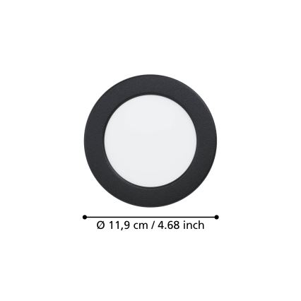 Eglo - LED vannas istabas iebūvējamais griestu gaismeklis LED/6,3W/230V 2700/4000/6500K diam. 11,9 cm IP44 melns