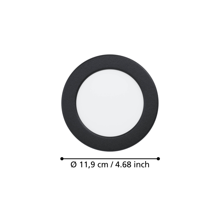 Eglo - LED vannas istabas iebūvējamais griestu gaismeklis LED/6,3W/230V 2700/4000/6500K diam. 11,9 cm IP44 melns