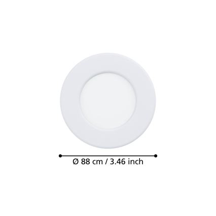 Eglo - LED vannas istabas iebūvējamais griestu gaismeklis LED/3,7W/230V 2700/4000/6500K Ø 8,8 cm IP44 balts