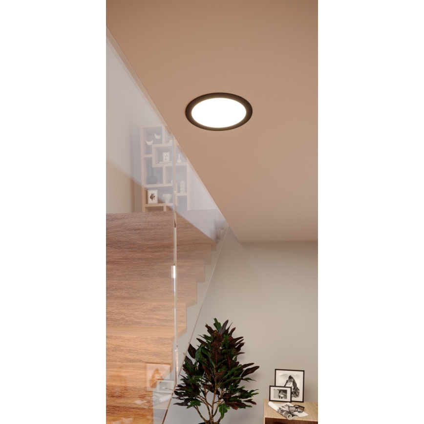 Eglo - LED RGBW regulējama vannas istabas iebūvējamā griestu lampa LED/9,5W/230V 2700-6500K Ø 16,8 cm IP44 melna