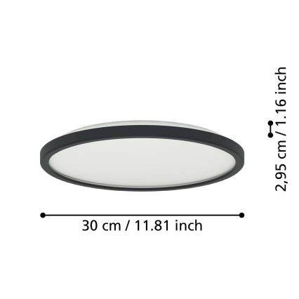 Eglo - LED Āra griestu lampa LED/13,9W/230V 2700/4000/6500K d. 30 cm IP44 melna