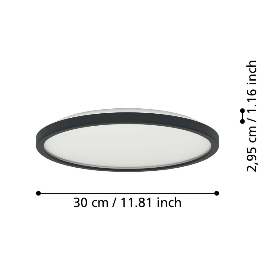 Eglo - LED Āra griestu lampa LED/13,9W/230V 2700/4000/6500K d. 30 cm IP44 melna