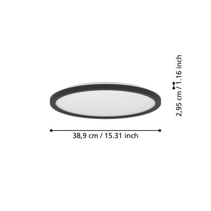 Eglo - LED Vannas istabas griestu lampa LED/18,5W/230V 2700K/4000K/6500K d. 38,9 cm IP44 melna