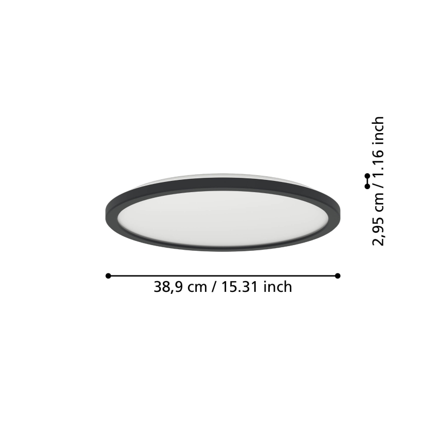 Eglo - LED Vannas istabas griestu lampa LED/18,5W/230V 2700K/4000K/6500K d. 38,9 cm IP44 melna