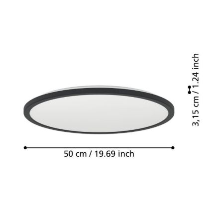 Eglo - LED Āra griestu lampa LED/16,8W/230V 2700/4000/6500K d. 50 cm IP44 melna