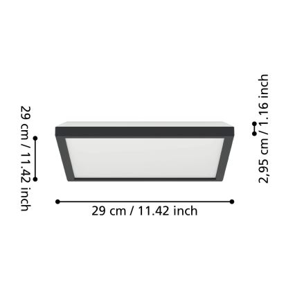 Eglo - LED Āra griestu lampa LED/13,4W/230V 2700/4000/6500K 29x29 cm IP44 melna