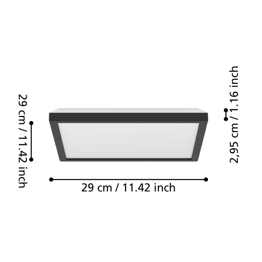 Eglo - LED Āra griestu lampa LED/13,4W/230V 2700/4000/6500K 29x29 cm IP44 melna