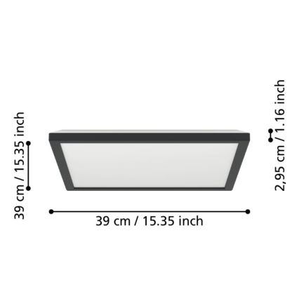 Eglo - LED Āra griestu lampa LED/17,6W/230V 2700/4000/6500K 39x39 cm IP44 melna