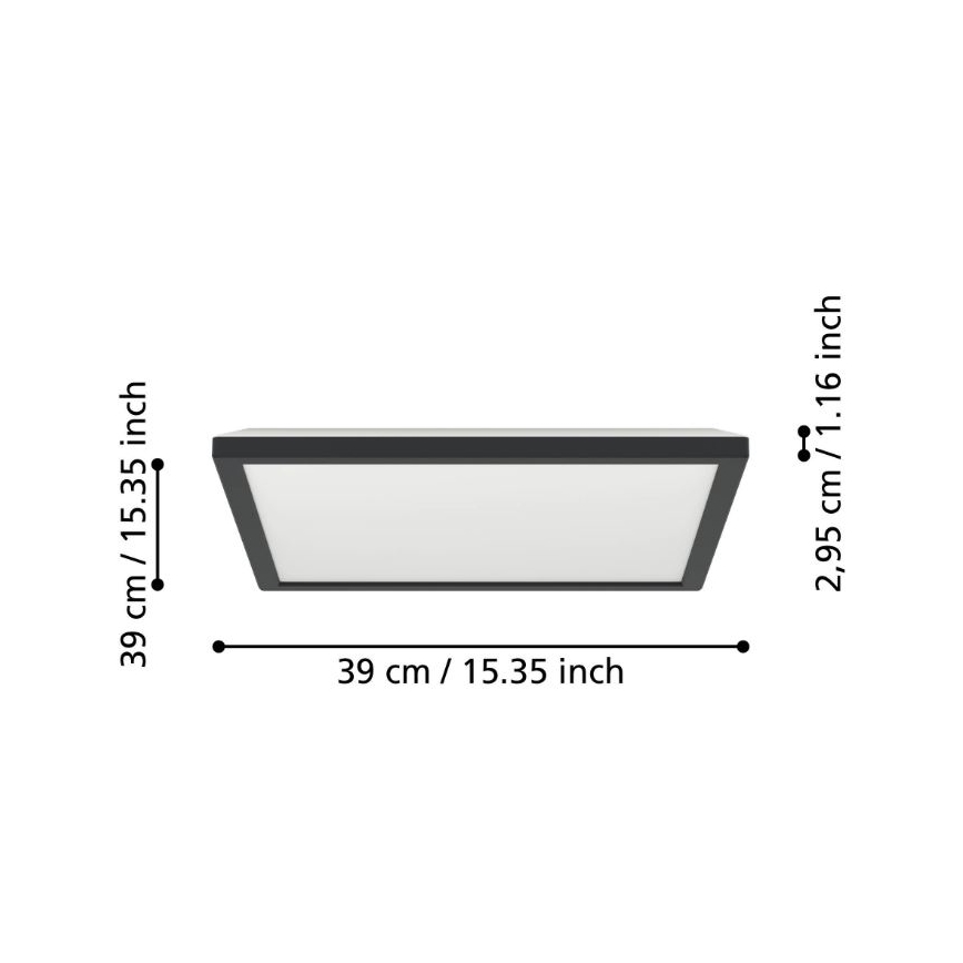 Eglo - LED Āra griestu lampa LED/17,6W/230V 2700/4000/6500K 39x39 cm IP44 melna