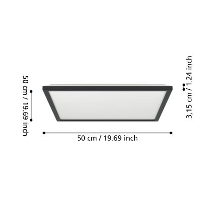 Eglo - LED Āra griestu lampa LED/17W/230V 2700/4000/6500K 50x50 cm IP44 melna