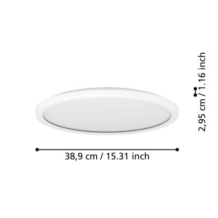 Eglo - LED Āra griestu lampa LED/18,5W/230V 2700/4000/6500K d. 38,9 cm IP44 balta