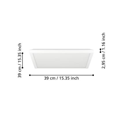 Eglo - LED Vannas istabas griestu lampa LED/17,6W/230V 2700K/4000K/6500K 39x39 cm IP44 balta