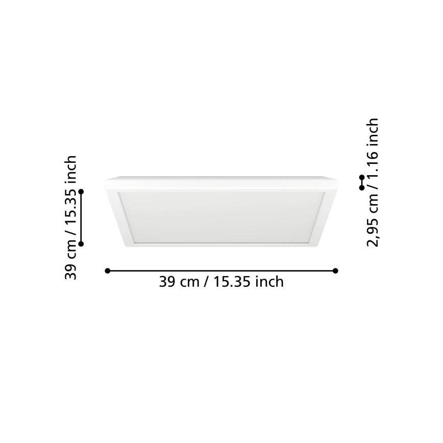 Eglo - LED Vannas istabas griestu lampa LED/17,6W/230V 2700K/4000K/6500K 39x39 cm IP44 balta