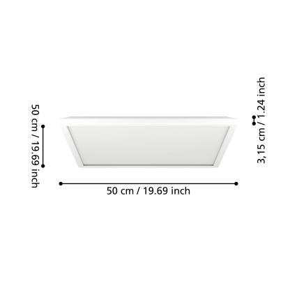 Eglo - LED Āra griestu lampa LED/17W/230V 2700/4000/6500K 50x50 cm IP44 balta