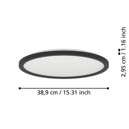 Eglo - LED Aptumšojama āra griestu lampa LED/18,5W/230V 2700-6500K d. 38,9 cm IP44 melna + tālvadības pults