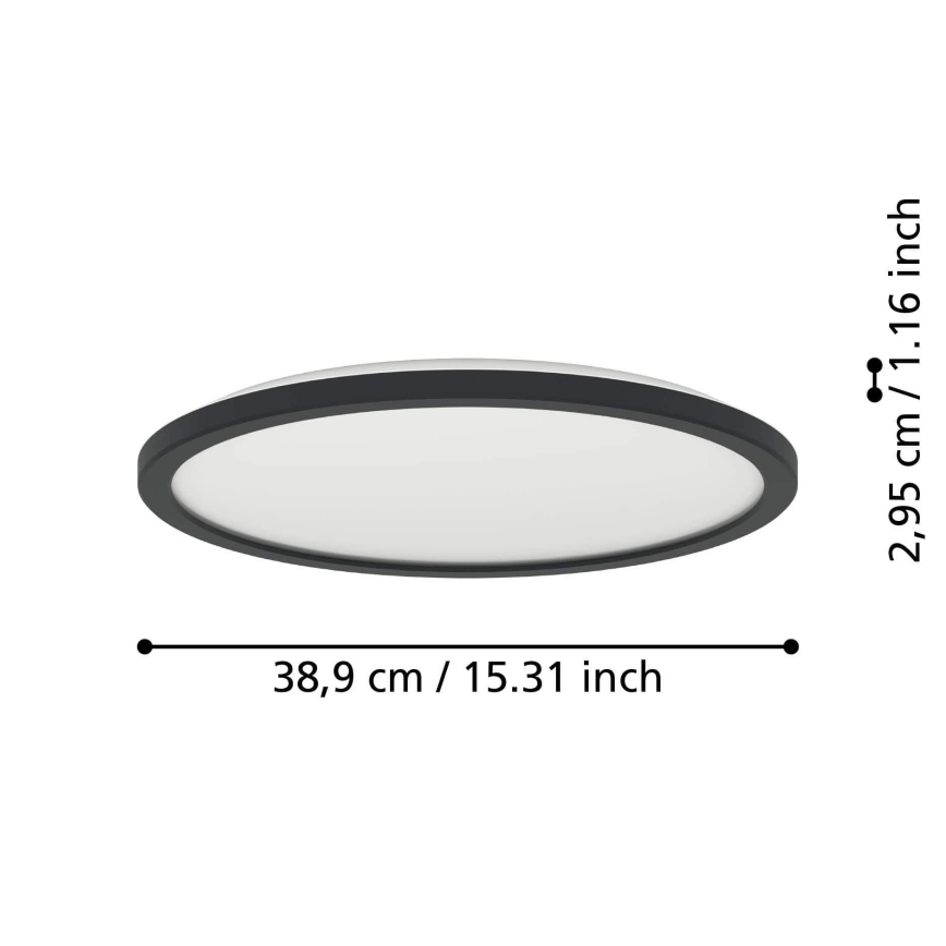 Eglo - LED Aptumšojama āra griestu lampa LED/18,5W/230V 2700-6500K d. 38,9 cm IP44 melna + tālvadības pults