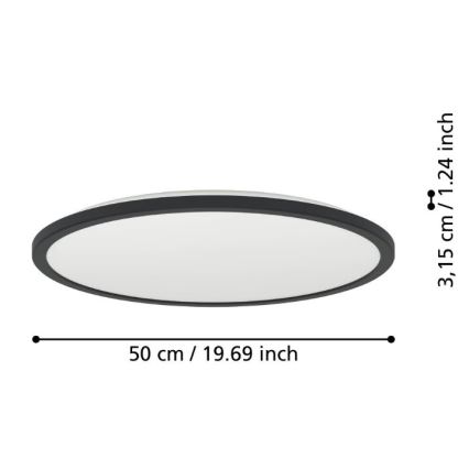 Eglo - LED Aptumšojama āra griestu lampa LED/16,8W/230V 2700-6500K d. 50 cm IP44 melna + tālvadības pults