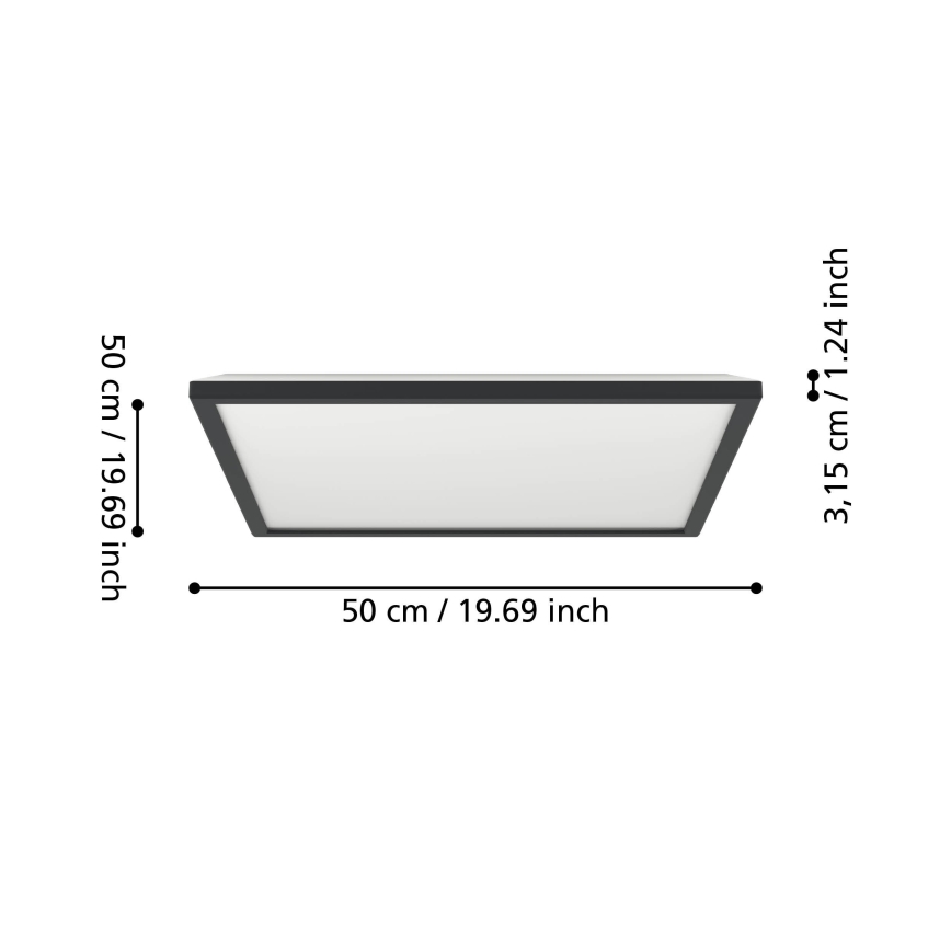 Eglo 901457 - LED Aptumšojama āra griestu lampa LED/17W/230V 2700-6500K 50x50 cm IP44 melna + tālvadības pults
