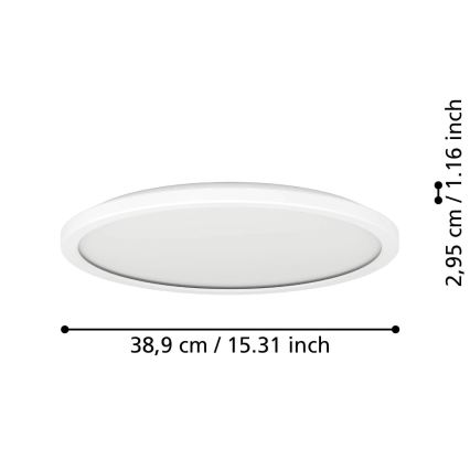 Eglo - LED Aptumšojama āra griestu lampa LED/18,5W/230V 2700-6500K d. 38,9 cm IP44 balta + tālvadības pults